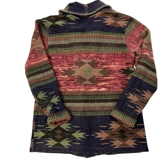 Orvis Southwestern Cotton Fleece Aztec Coat Jacket Shawl Collar Runs Large. - Picture 3 of 10